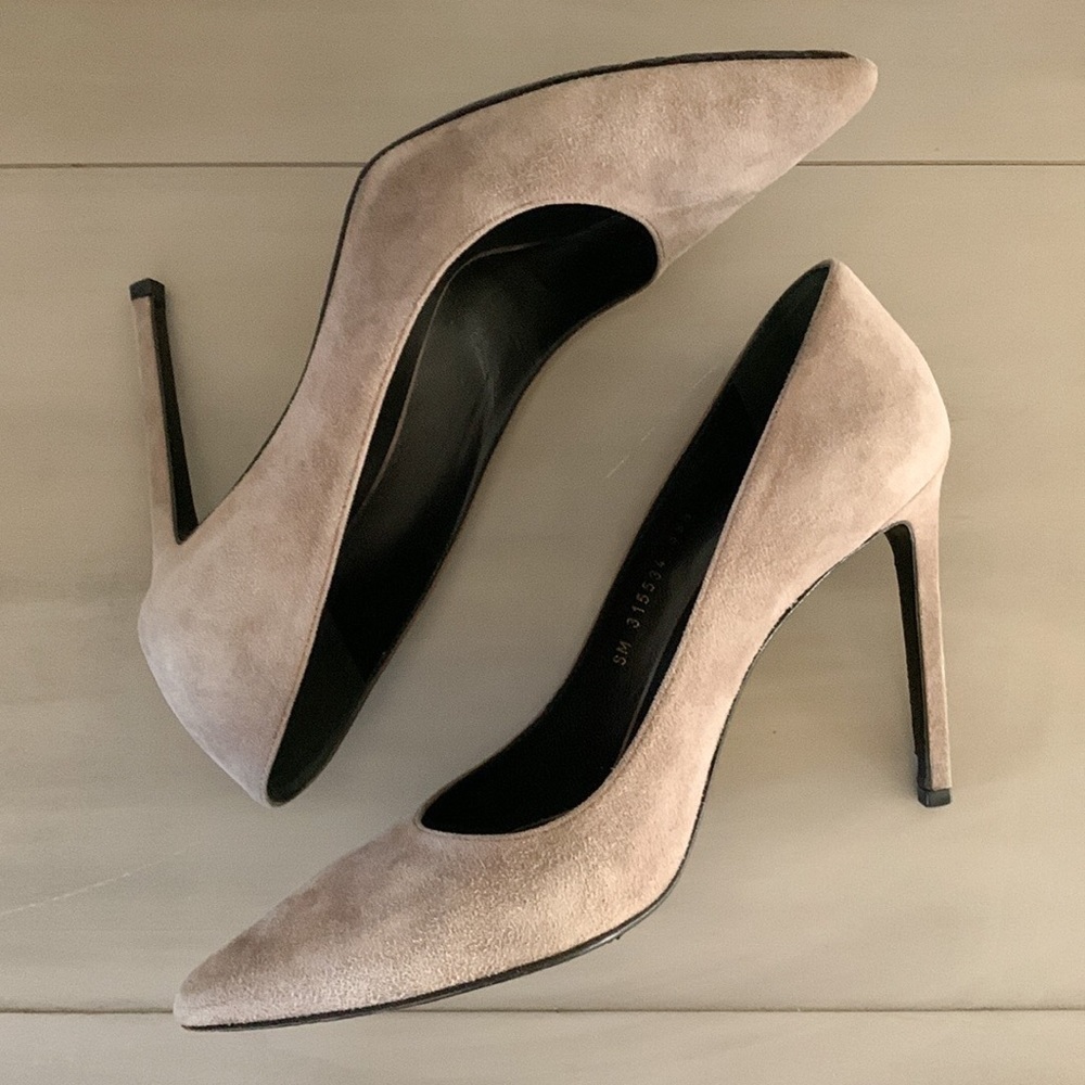 Saint Laurent Gray Suede Pointed Toe Pumps 39.5 - Picture 9 of 10